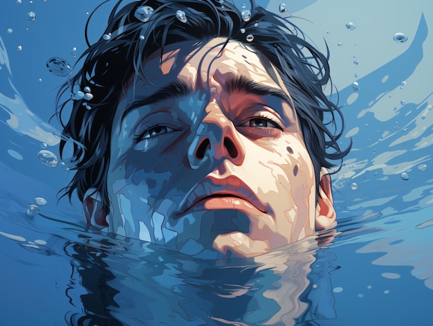 Man character underwater