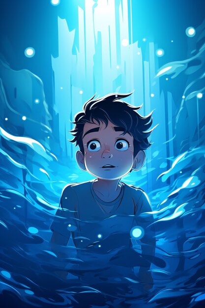 Человеческий персонаж под водой