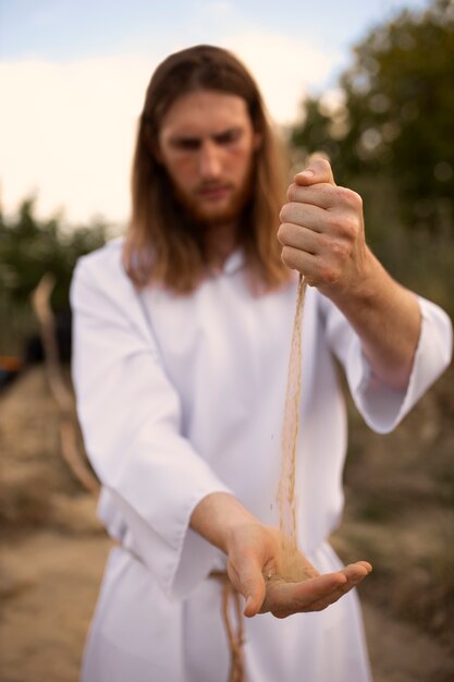 Man characterizing prophet  front view