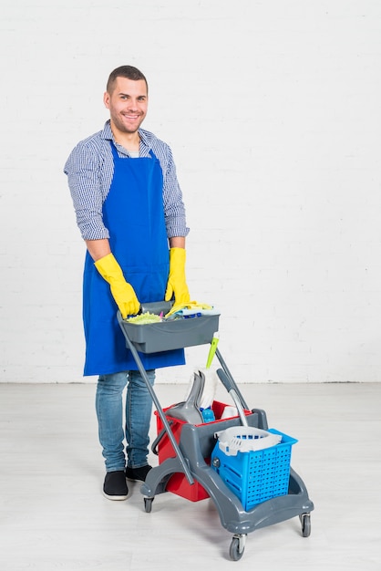 Man cleaning his home