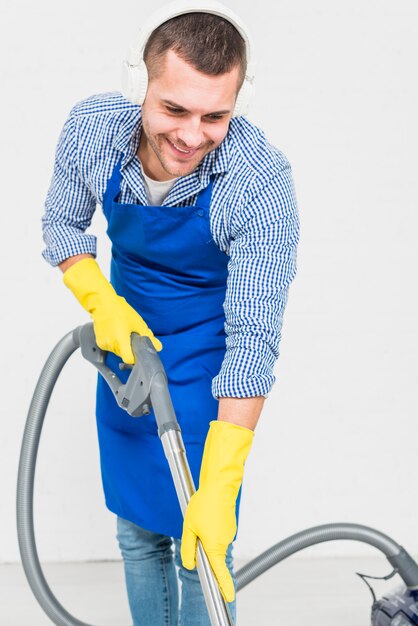 Man cleaning his home