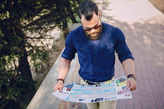 Free Stock Photo: Man Consulting a Map