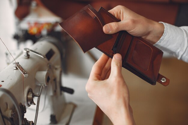 Man  creates leather ware