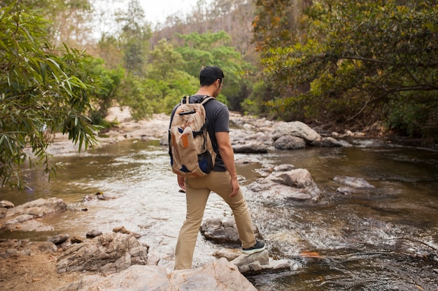 Man crossing river