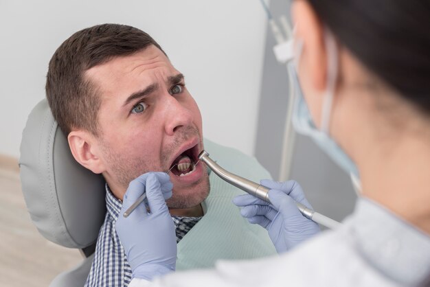 Man at dentist