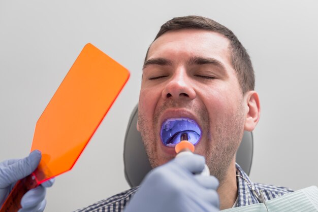 Man at dentist