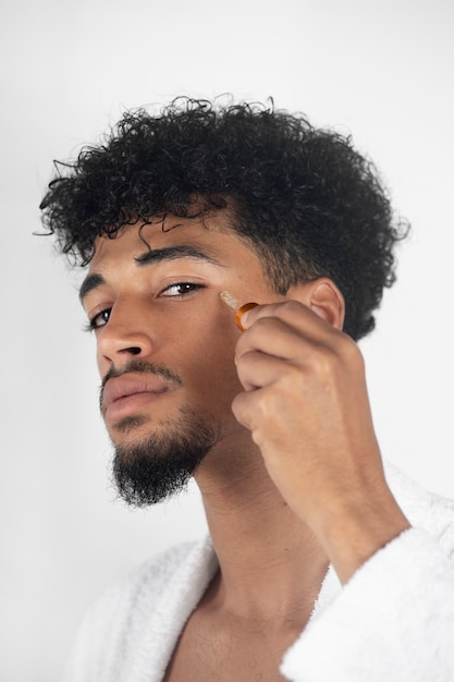 Man doing his face care routine