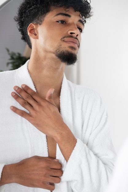 Man doing his face care routine