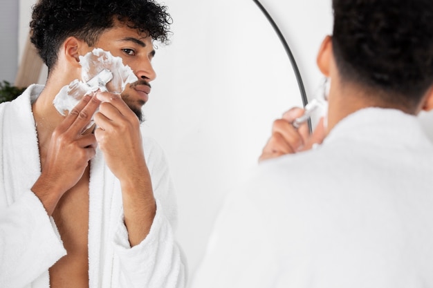 Man doing his face care routine