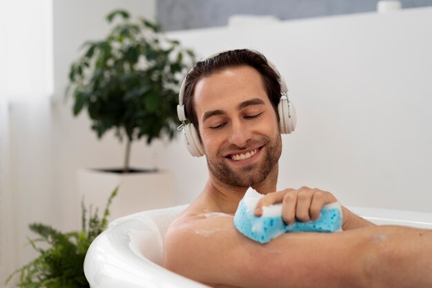 Man doing his self-care ritual