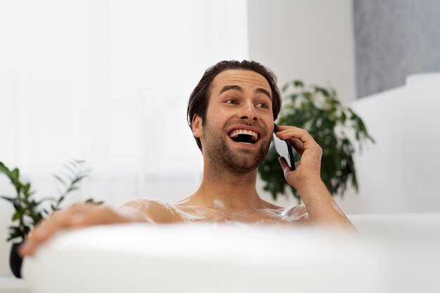 Man doing his self-care ritual