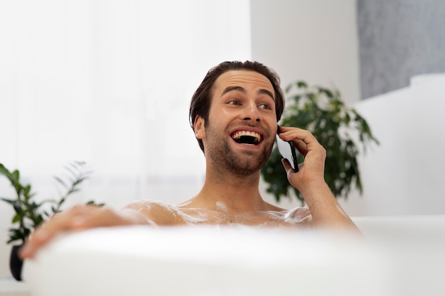 Man doing his self-care ritual