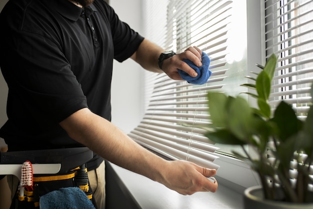 Man doing professional home cleaning service