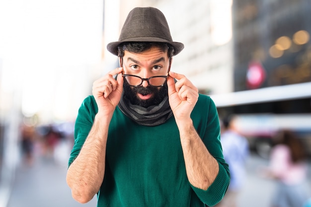 Man doing surprise gesture