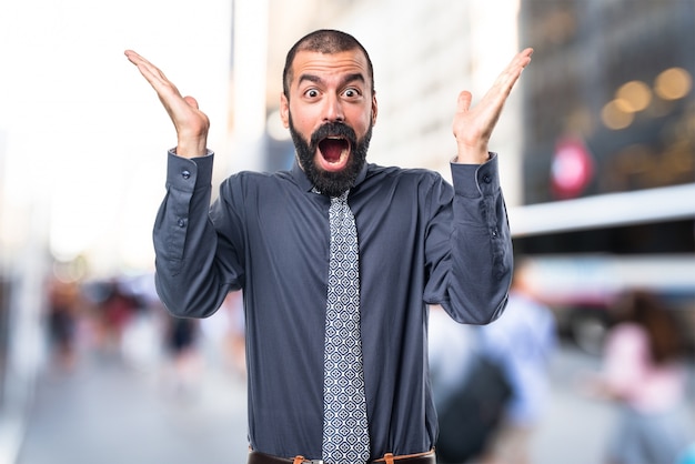 Man doing surprise gesture