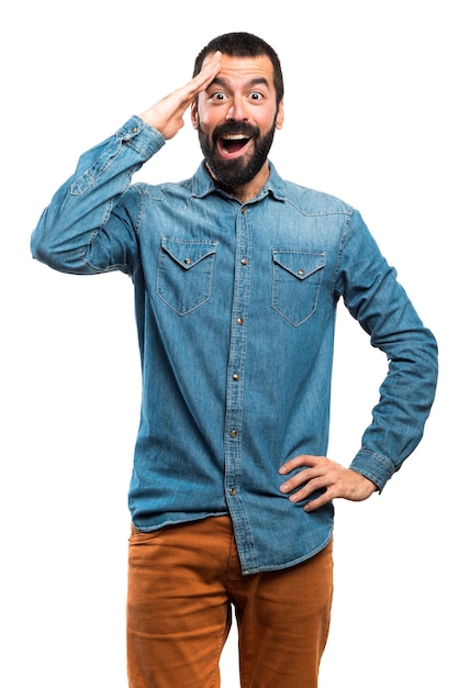 Man doing surprise gesture