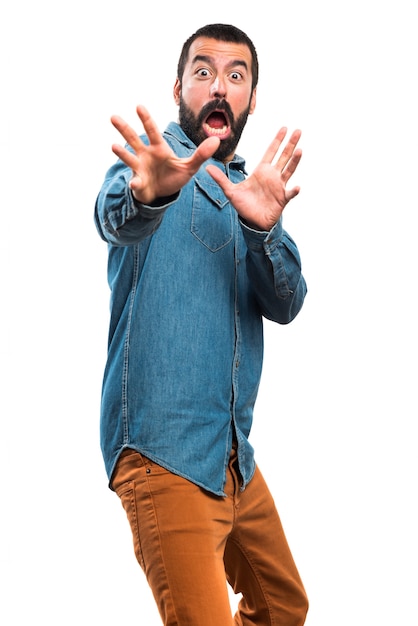 Man doing surprise gesture