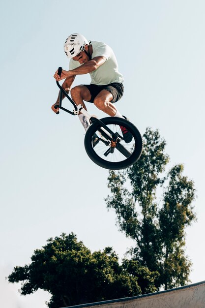 Man doing tricks low angle shot