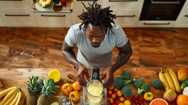 man engaged in household task