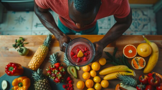 man engaged in household task