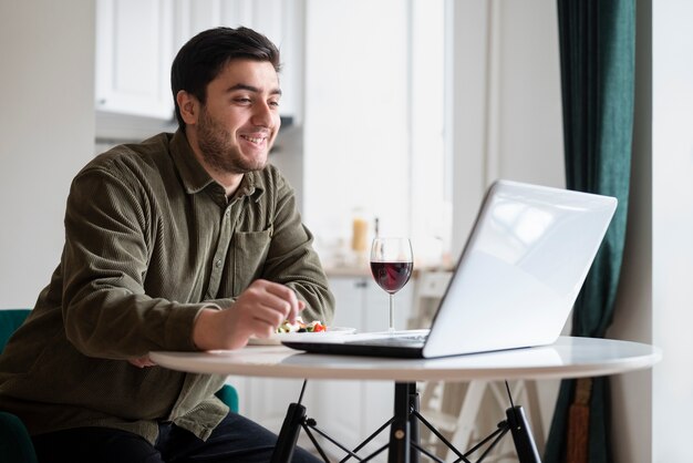 Man enjoying his virtual date