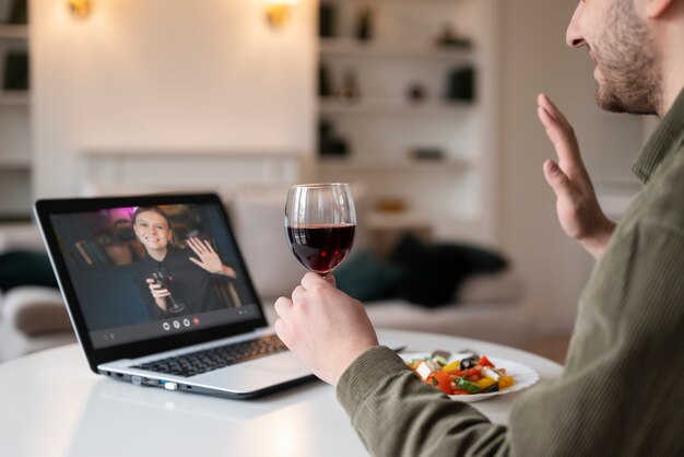 Man enjoying his virtual date