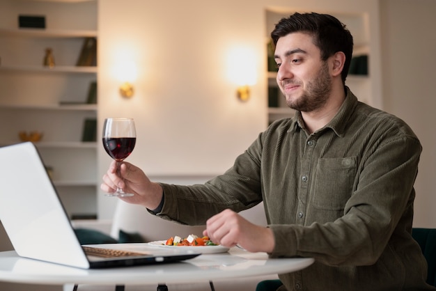 Man enjoying his virtual date