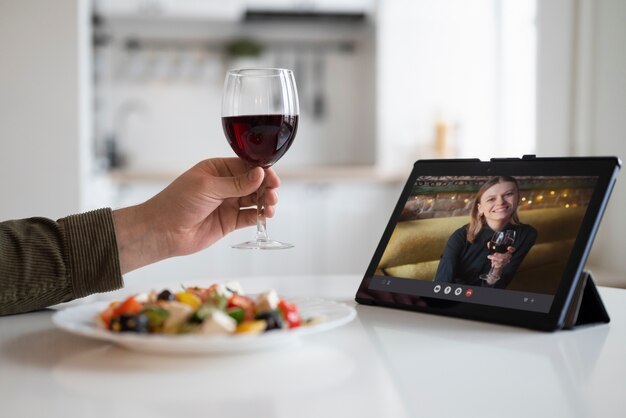 Man enjoying his virtual date