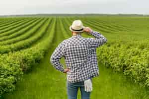 Foto gratuita uomo a terreni agricoli