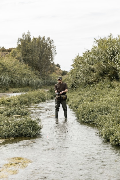 Man fishing at the river