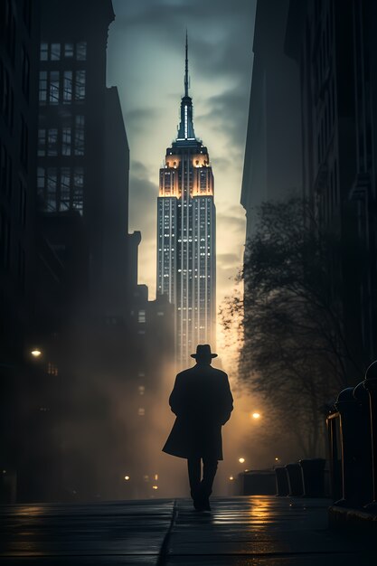 Man in front of empire state building