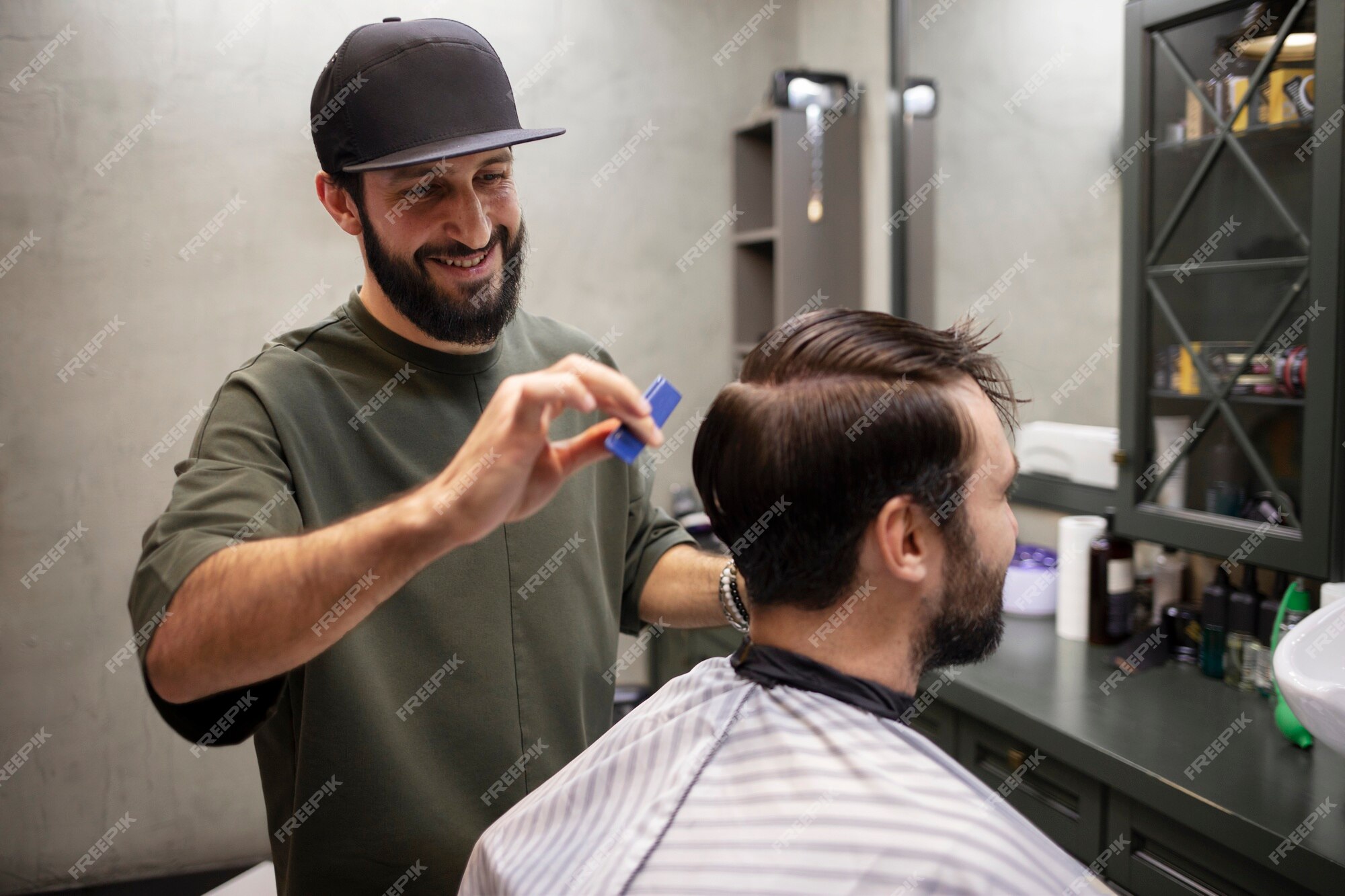 Man Getting His Hair Cut at a Barber Shop · Free Stock Photo