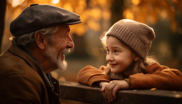 A man and a girl smile at the camera.