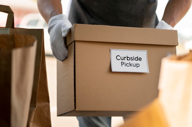 Man giving an order for a curbside pickup