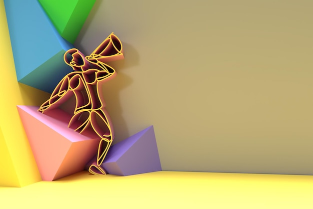 Человек Рука Мегафон Концепция бизнес-объявления, дизайн иллюстрации 3D визуализации.
