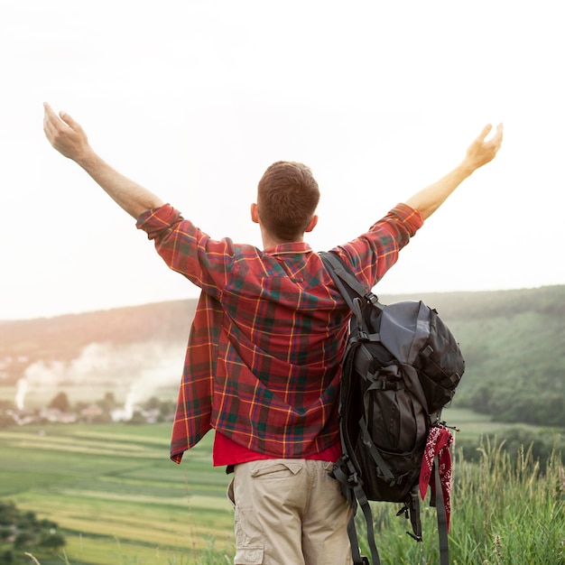 Man happy of trip