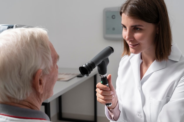 Man having an eye sight check