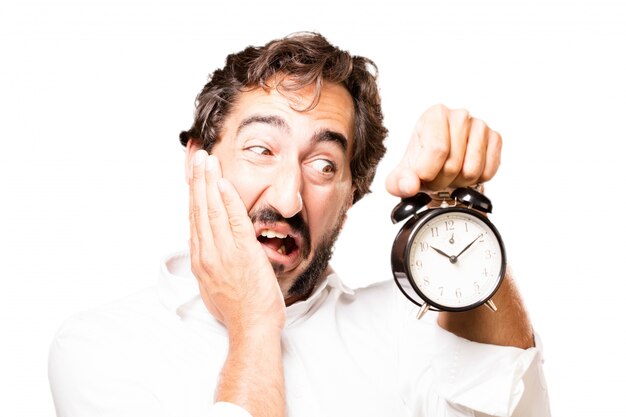 Man holding a alarm clock