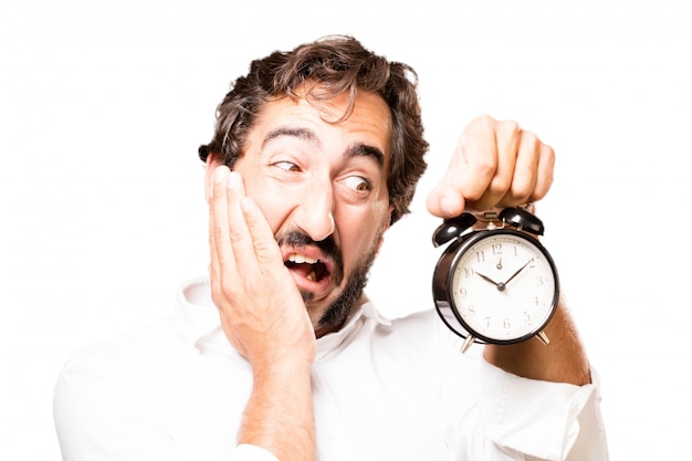 Man holding a alarm clock