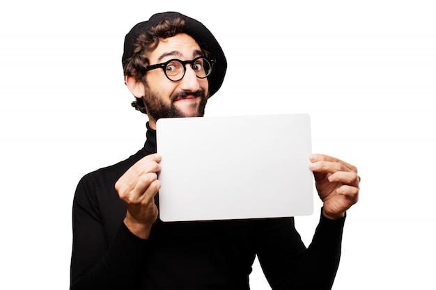 Man holding a blank paper