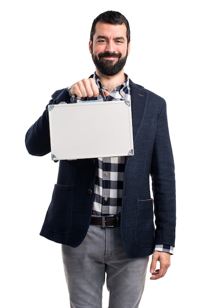 Free photo man holding a briefcase