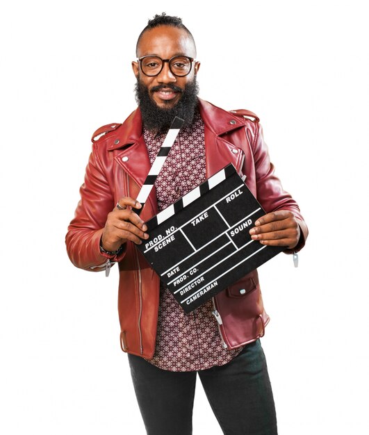 Man holding a clapperboard