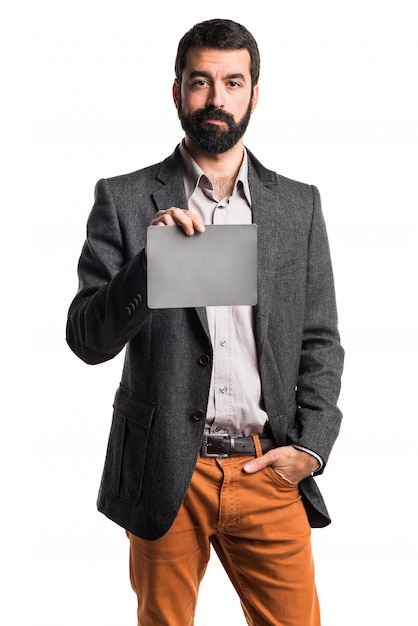 Man holding an empty placard