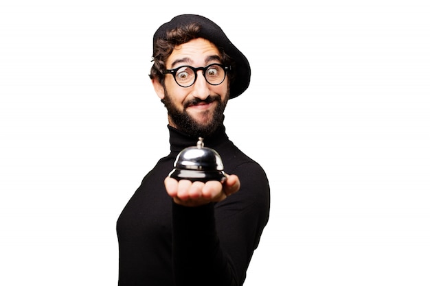 Man holding a hotel bell