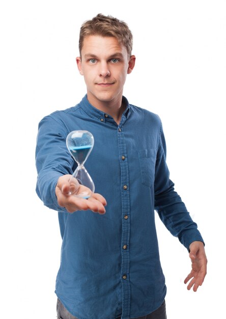 Man holding an hourglass