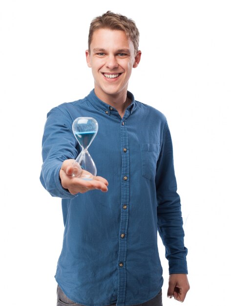 Man holding an hourglass