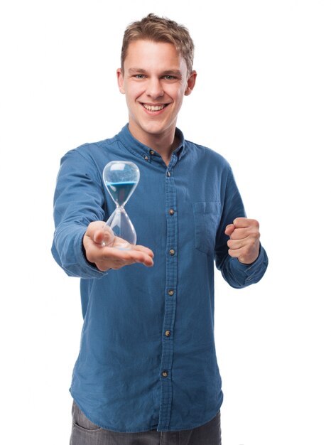 Man holding an hourglass