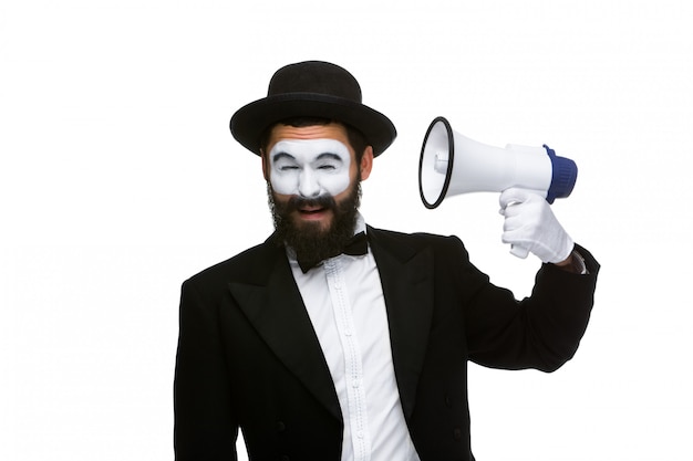 Man holding megaphone