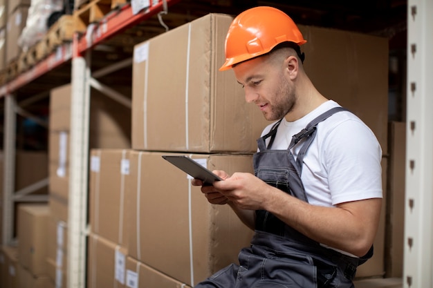 Man holding tablet medium shot