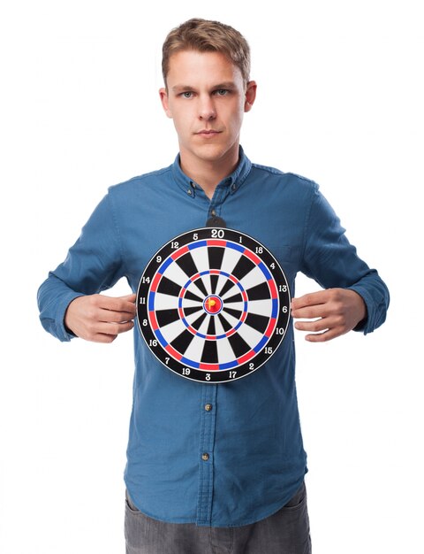 Man holding a target on his chest